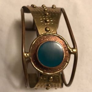 Bronze Copper Green Stone Boho Bracelet